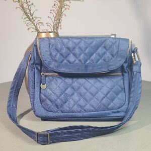 Travelon Blue Quilted Crossbody Bag Designed For Travel